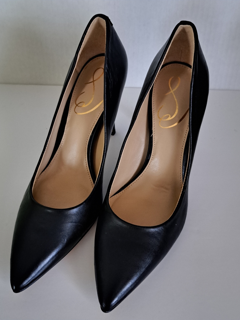 Sam Edelman Black Pointed-Toe Leather Pumps